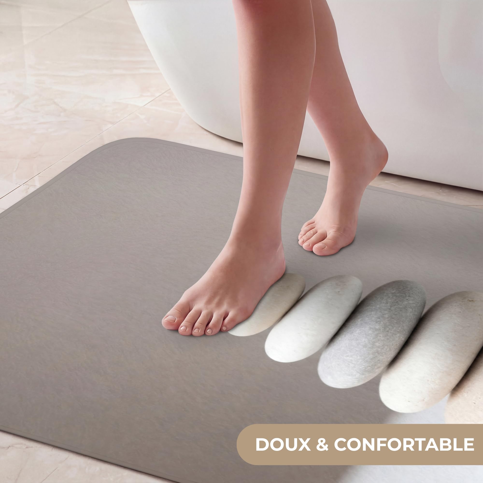Tapis De Bain Douche Decoration Absorbant Antidérapant Lavable Non