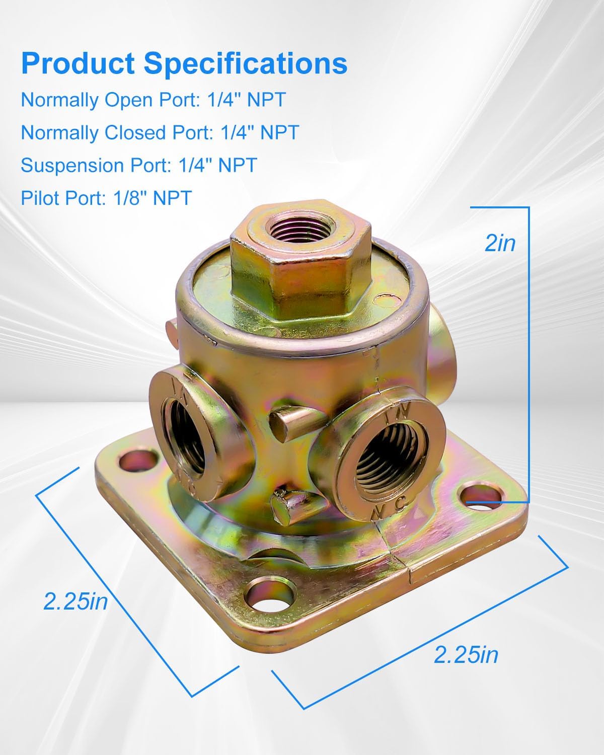 3-Way Pilot Valve Fit for Haldex 90554615, 1/8"-1/4" NPT Ports Air Ride Dump Pilot Valve for Semi Trailer & Truck
