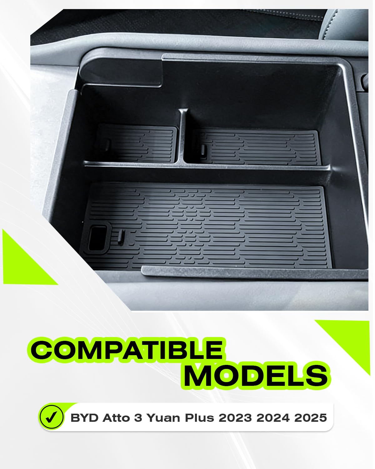 Kompatibel mit BYD Atto 3 EVO 2026 2027 Mittelkonsole Handschuhfach Armlehne Aufbewahrungsbox Center Console Organizer Tray, für BYD Atto 3 EVO Zubehör (NICHT für Atto 3 2025)
