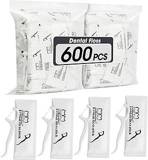 600 Count Individually Wrapped Floss Picks, Dental Floss Picks Toothpicks Flossers for Adults, Ideal Travel Flossers for Deep Cleaning