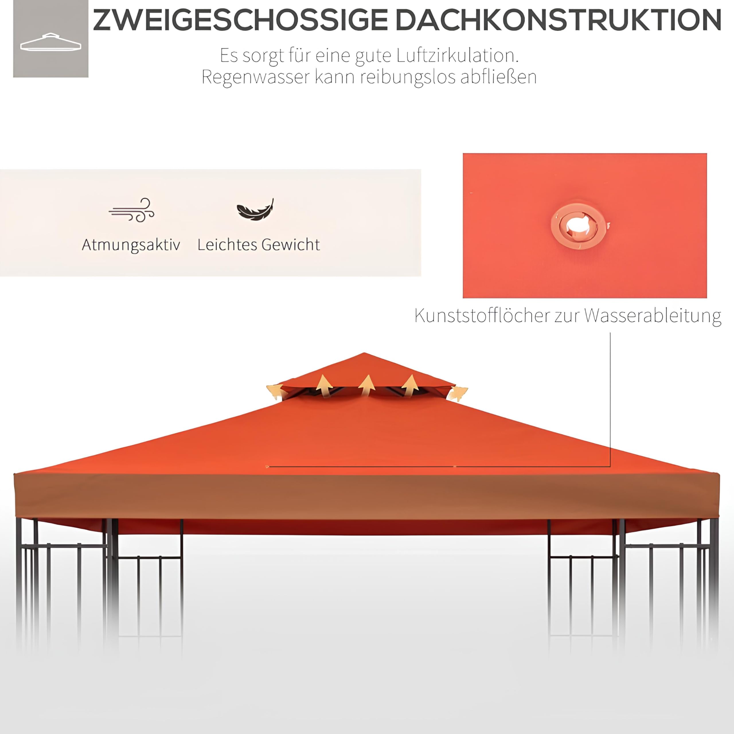 Telo Gazebo Impermeabile 3x3 O 3x4 Con AirVent, 180 G/m², Anti-UV, Beige, Ricambio Universale