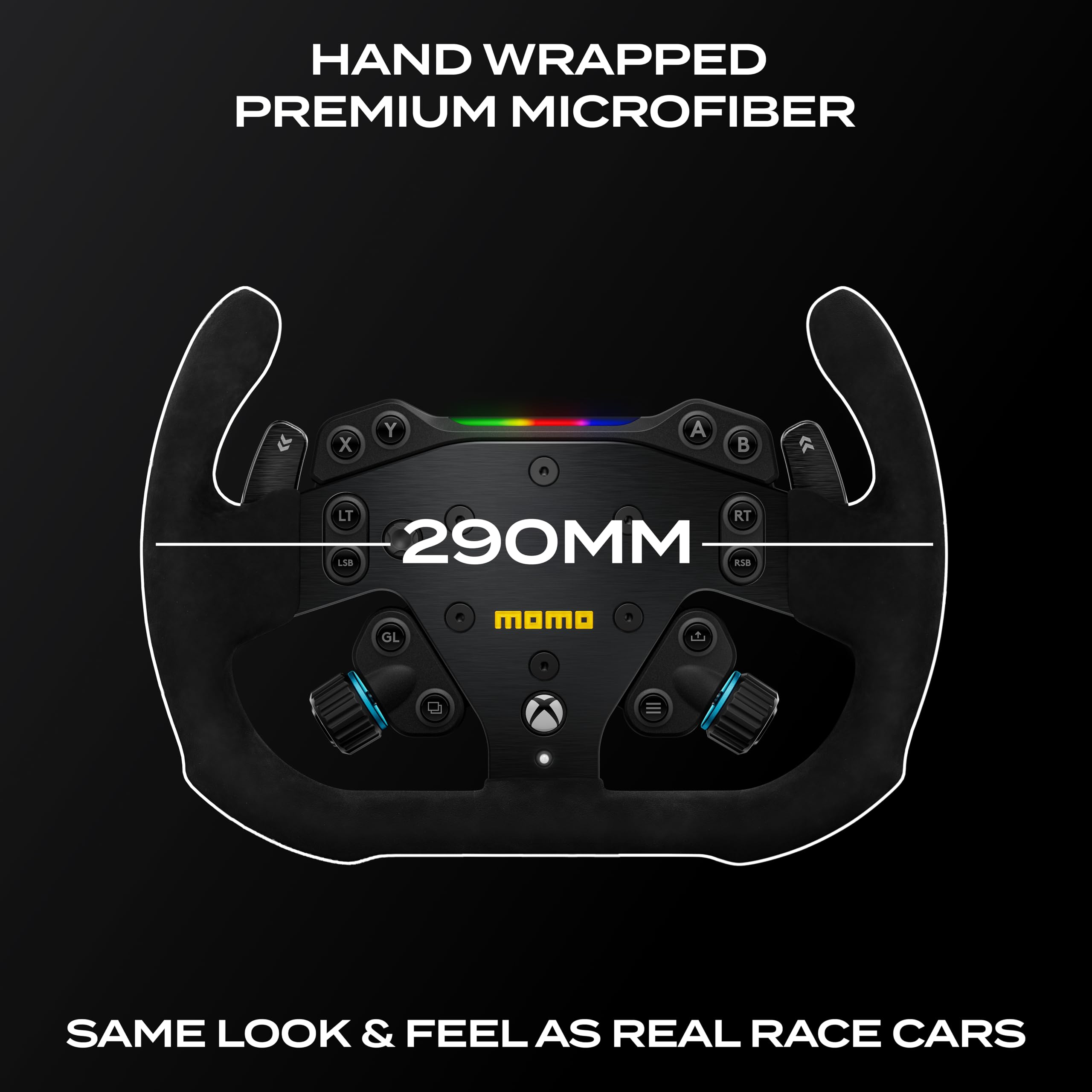 MOMO Motorsport Pro SIM Racing Wheel – Poignée en microfibre de qualité supérieure, compatible avec le hub Logitech G RS, accessoire de simulateur de course pour Xbox Series X/S PS4 PS5 PC, qualité