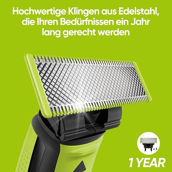 Lames de rechange pour Philips OneBlade | Lot de 3 lames OneBlade de rechange, pour la taille de la barbe et du corps. Lames en acier inoxydable de haute qualité, sûres et durables - 4