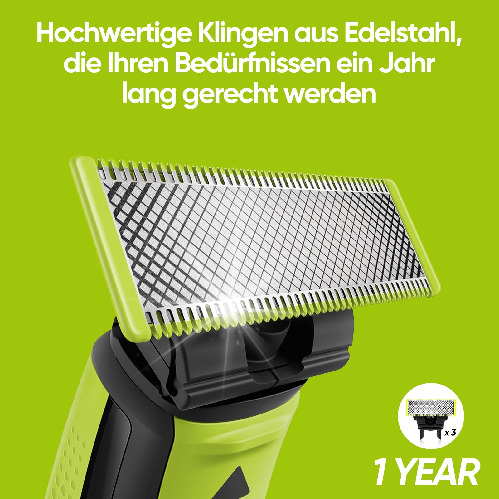 Lames de rechange pour Philips OneBlade | Lot de 3 lames OneBlade de rechange, pour la taille de la barbe et du corps. Lames en acier inoxydable de haute qualité, sûres et durables - 4