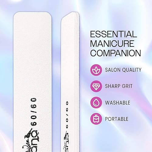 Miniatura 2 de PANA - 10 limas de uñas profesionales de doble cara de tamaño gigante, color blanco, grano 6060, lima de inmersión de uñas, manicura, pedicura,
