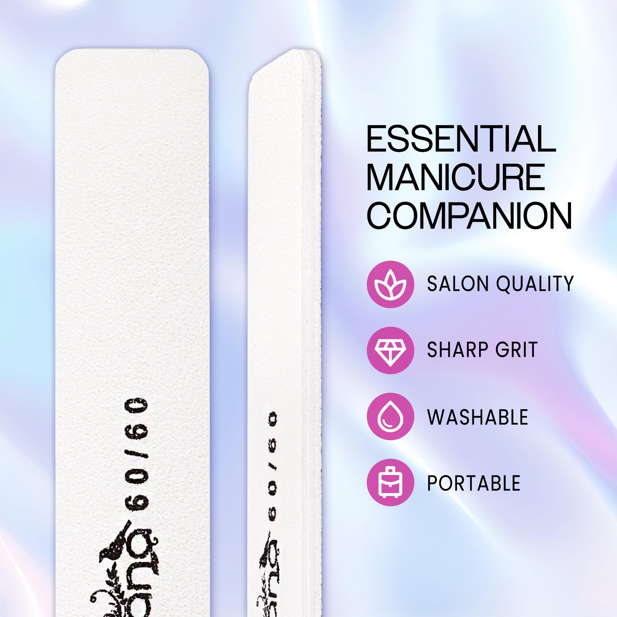 PANA Jumbo - Lima per unghie a doppia faccia per manicure, pedicure, unghie naturali e acriliche, 10 pezzi, colore: Bianco (grana 60/60)