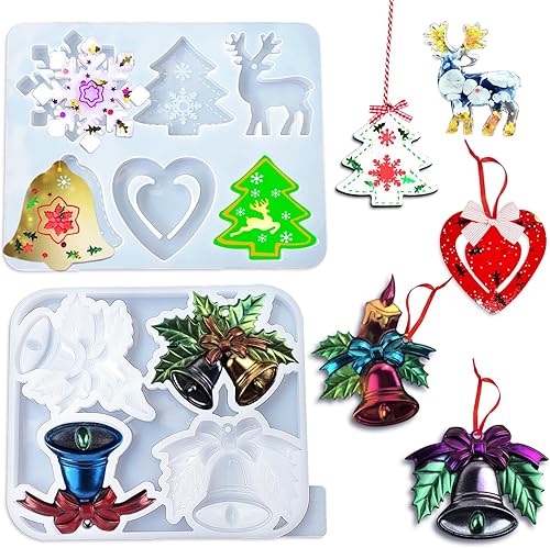 Moldes de resina de Navidad, moldes de silicona de Navidad de Rifanda para fundición de resina, moldes de resina de adorno de Navidad para