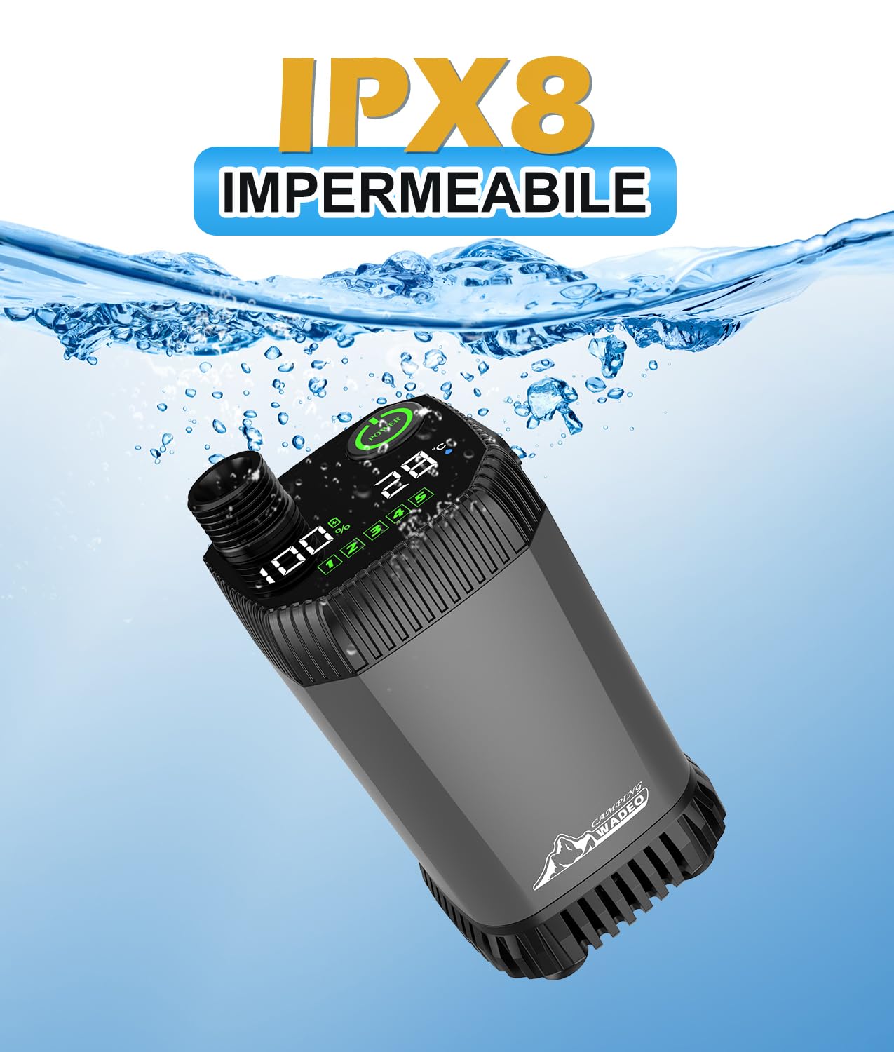 WADEO Doccia da Campeggio, [Secchio da 20L] Batteria Ricaricabile, Doccia Portatile per Spiaggia, Animali, Auto, Giardino