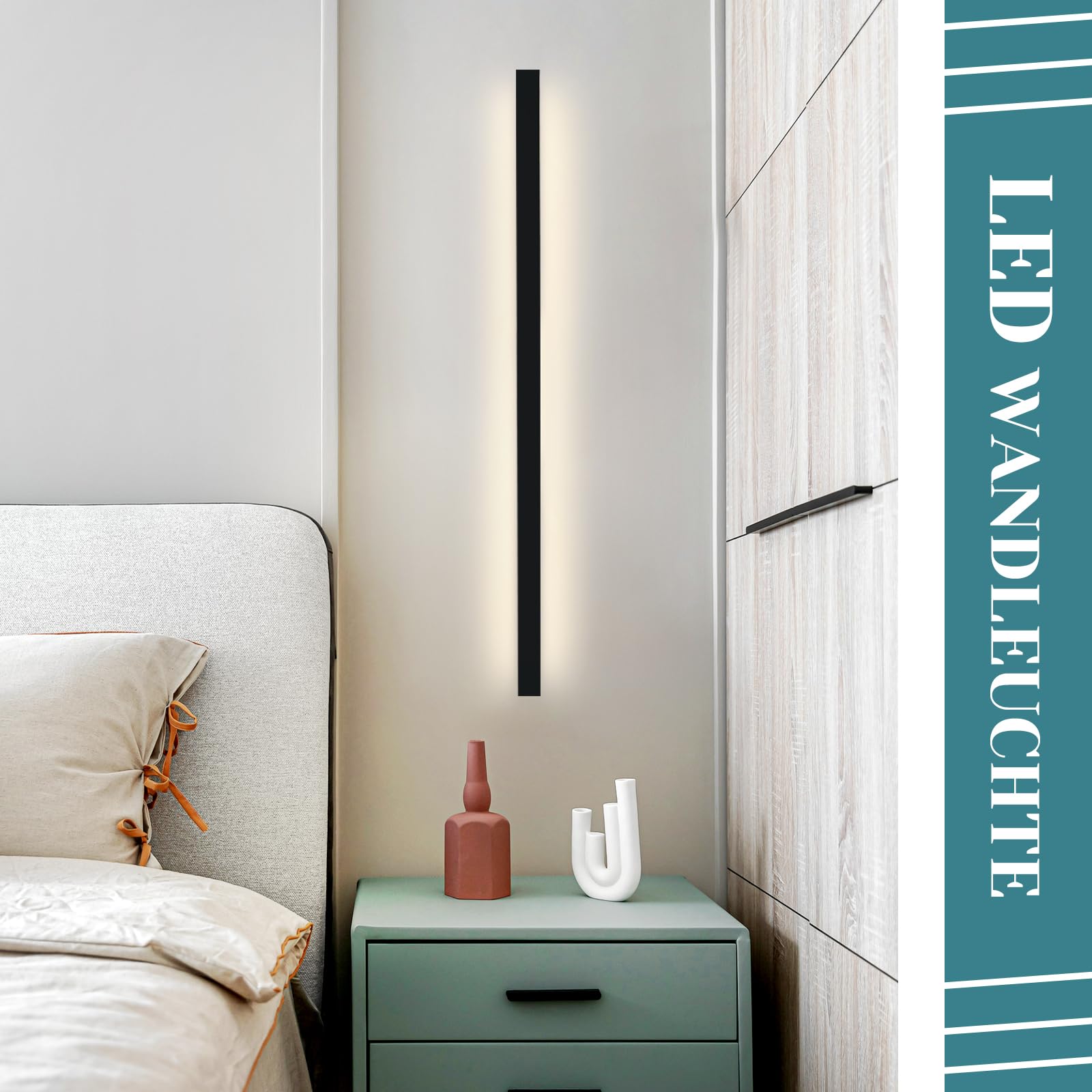 Led-wandlamp voor binnen, met afstandsbediening, 20 W, 1800 lumen