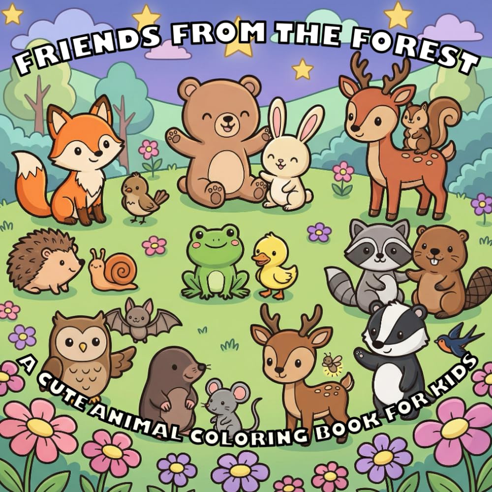 FRIENDS FROM THE FOREST: A Cute Animal Coloring Book for Kids: Ages 3+