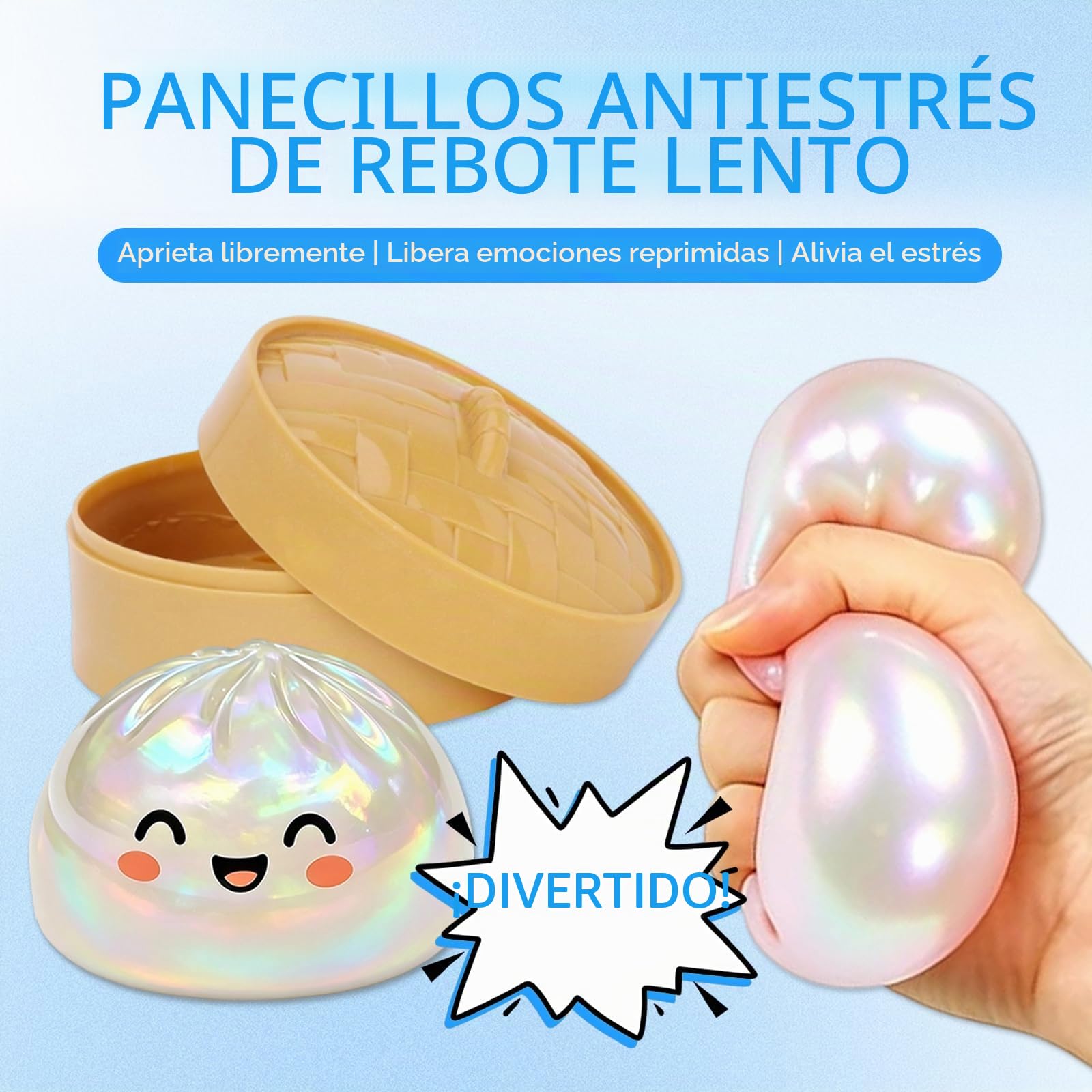 Baozi Squishy Antiestrés – Pack De 3 Juguetes Apretables Con Cesta Vaporera, Regalo Divertido Para Niños Y Adultos, Alivia El Estrés En Oficina Y Casa