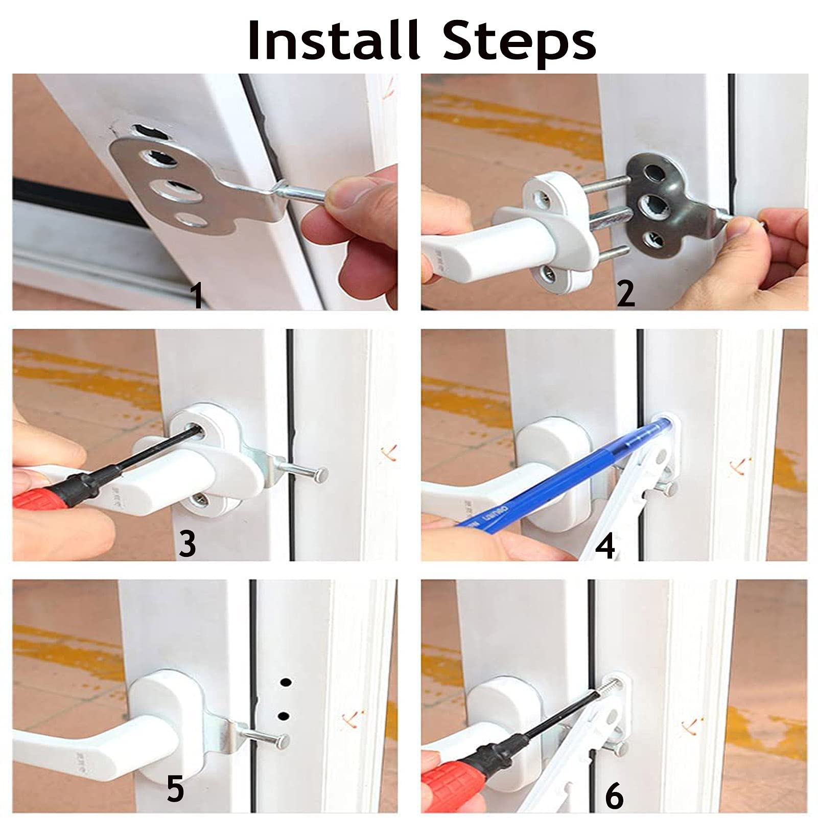 Serratura di sicurezza, limitatore di finestra ant Window Restrictor Security Lock,Child Window Limiter 2/3 Pcs for UPVC Windows Ventilation Restrictor,Baby Safety Lock Adjustable (1 Set)(4 Set)
