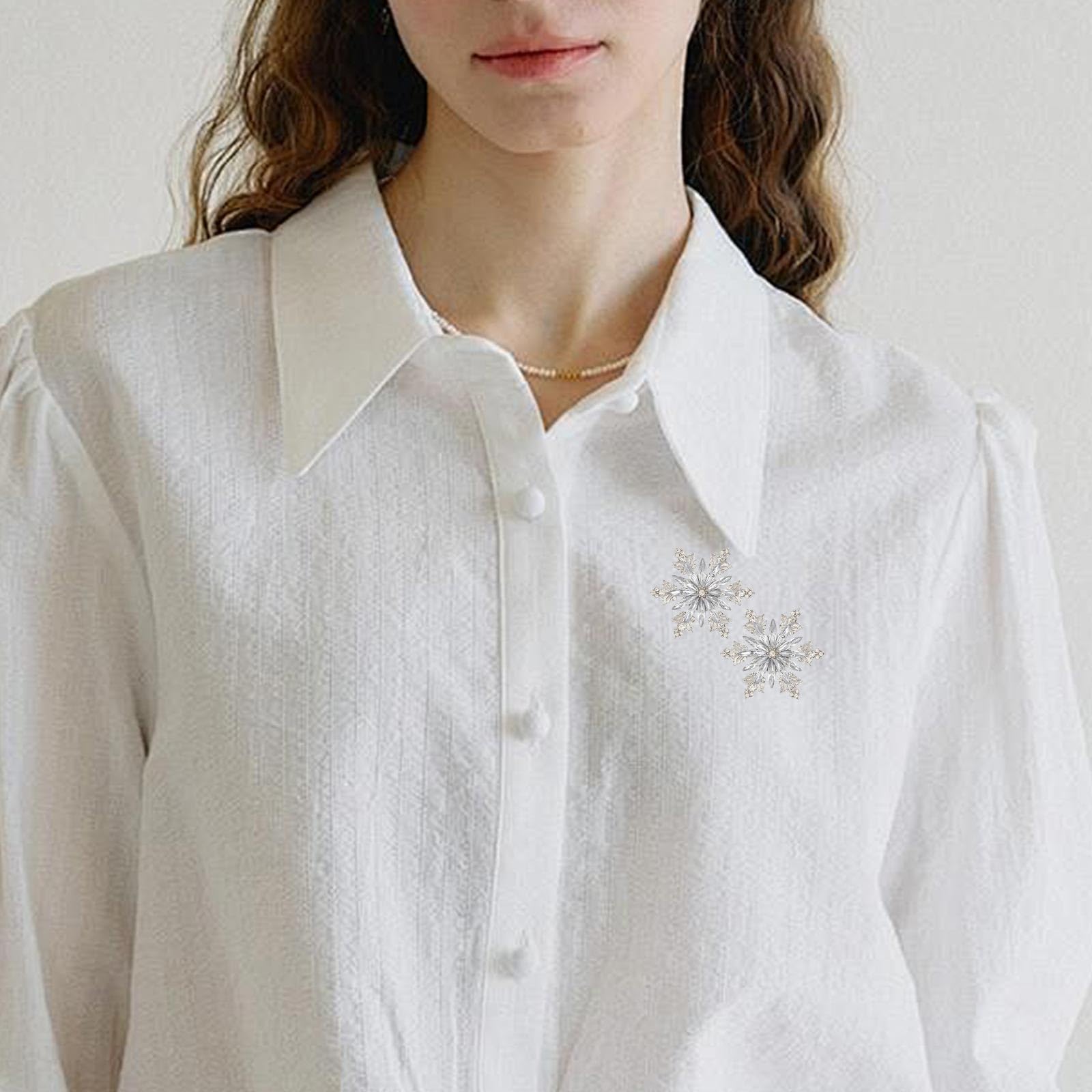 12 Pezzi Fiocco di Neve Spilla Spilla Fiocco di Neve Spilla Lega Spille Giacca Camicia Abito Colletto Accessori Per Zaino Abbigliamento Maglione Decorazione Giacca, Platino