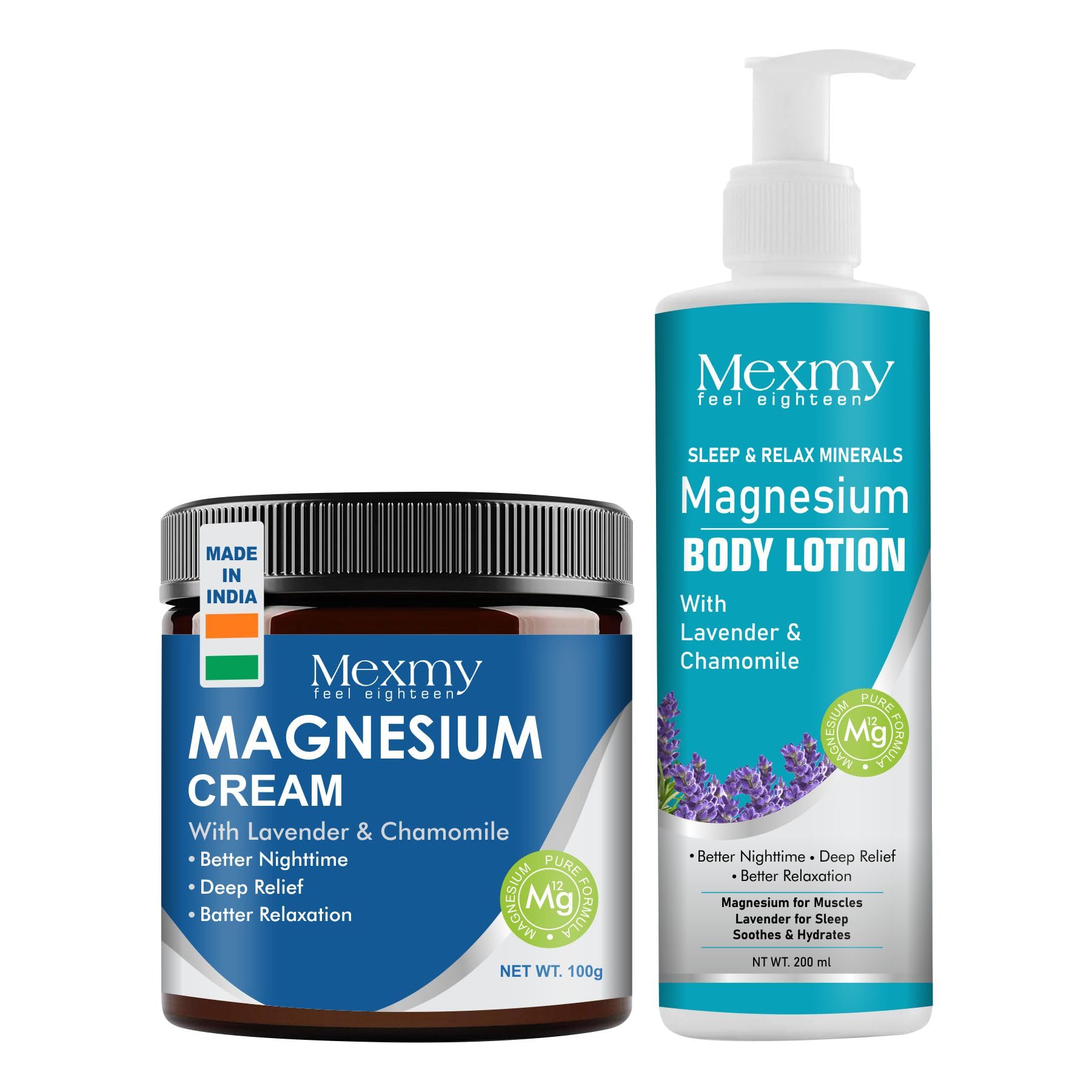 Mexmy Magnesium Cream & Body Lotion Combo with Lavender & Chamomile | Sleep & Relax Minerals Formula | Deep Muscle Relaxation, Skin Hydration & Recovery Support | Cream 100g + Lotion 200ml-image-22