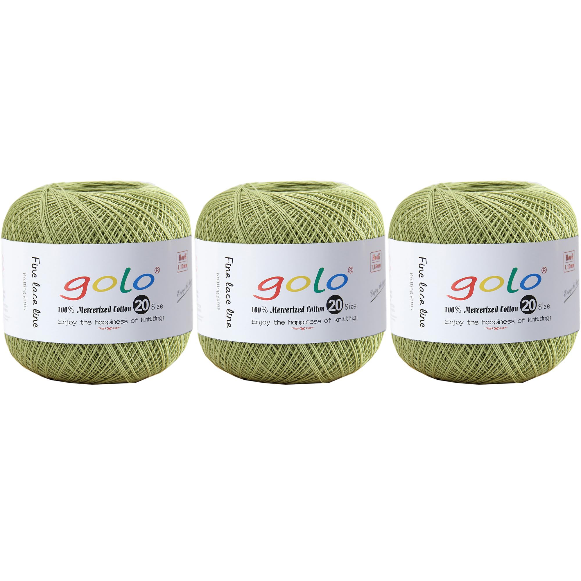 golo 3 Balls Crochet Thread Size 20 Yarn for Hand Knitting Embroidery Thread 203 Avocado โ image 1