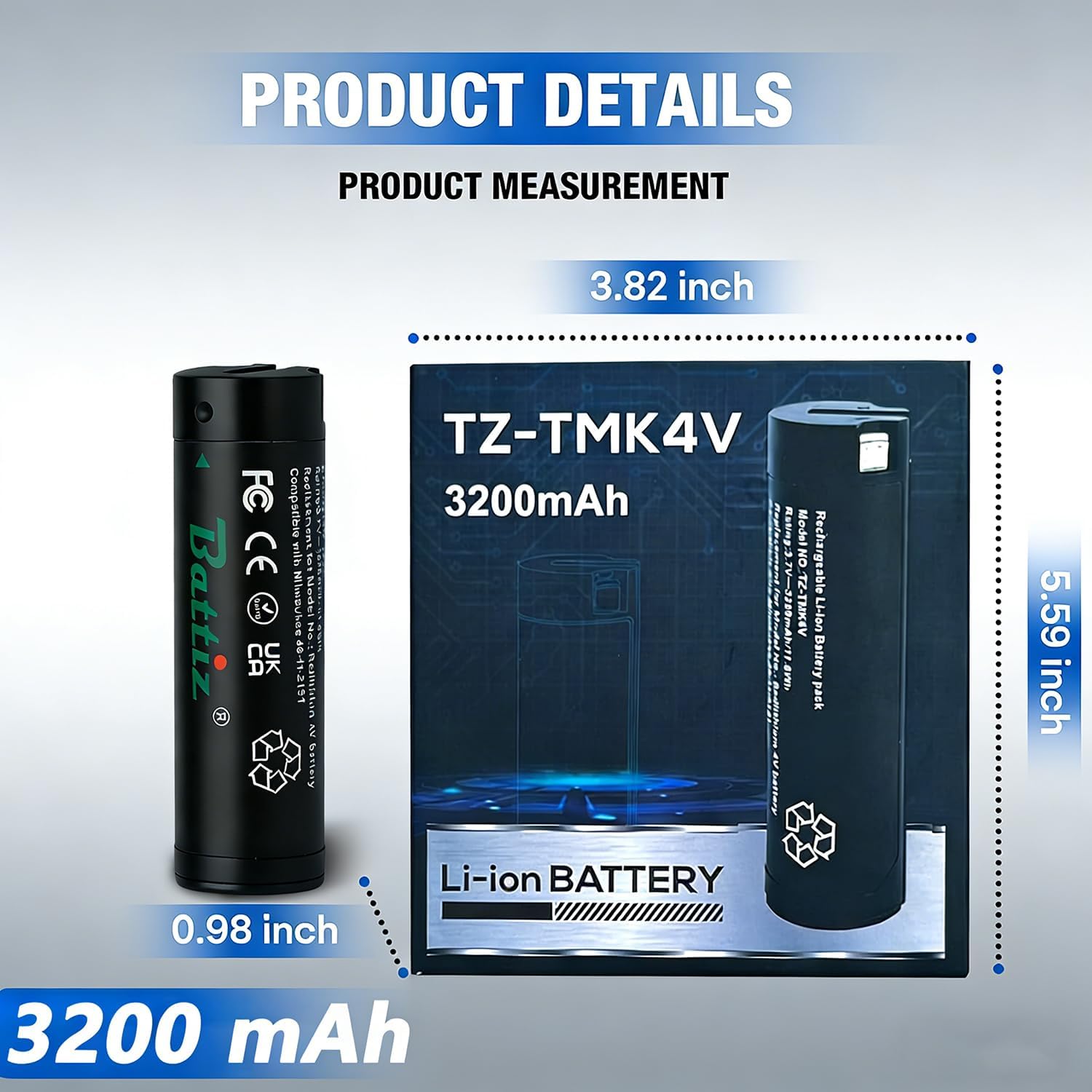 Replacement Battery for Headlamp&Flashlight Red Lithium 3.0 Battery 3200mAh Li-ion Compatible with 48-11-2131