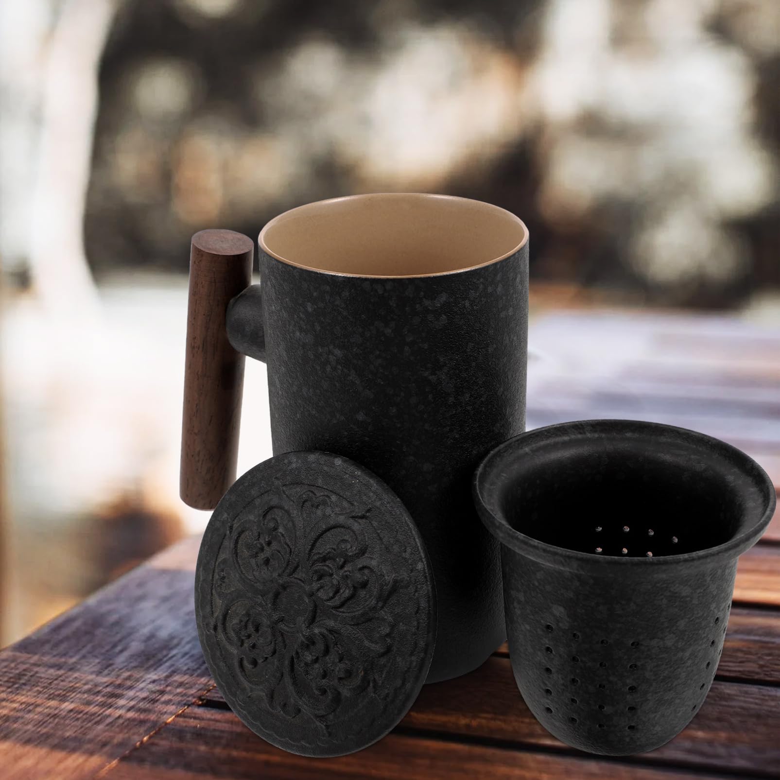 Tasse à Thé 300 Ml en Céramique avec Filtre et Couvercle Maison Bureau, pour Infusion Quotidienne Thé