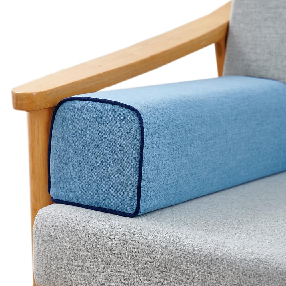 WeiWeiLee Cotton Linen Long Bolster Pillow Sofa Armrest Pillow Hand Support Rectangle Bolster Pillow for Legs Feet Knees Support (Light Blue, 15×20×60CM/5.91