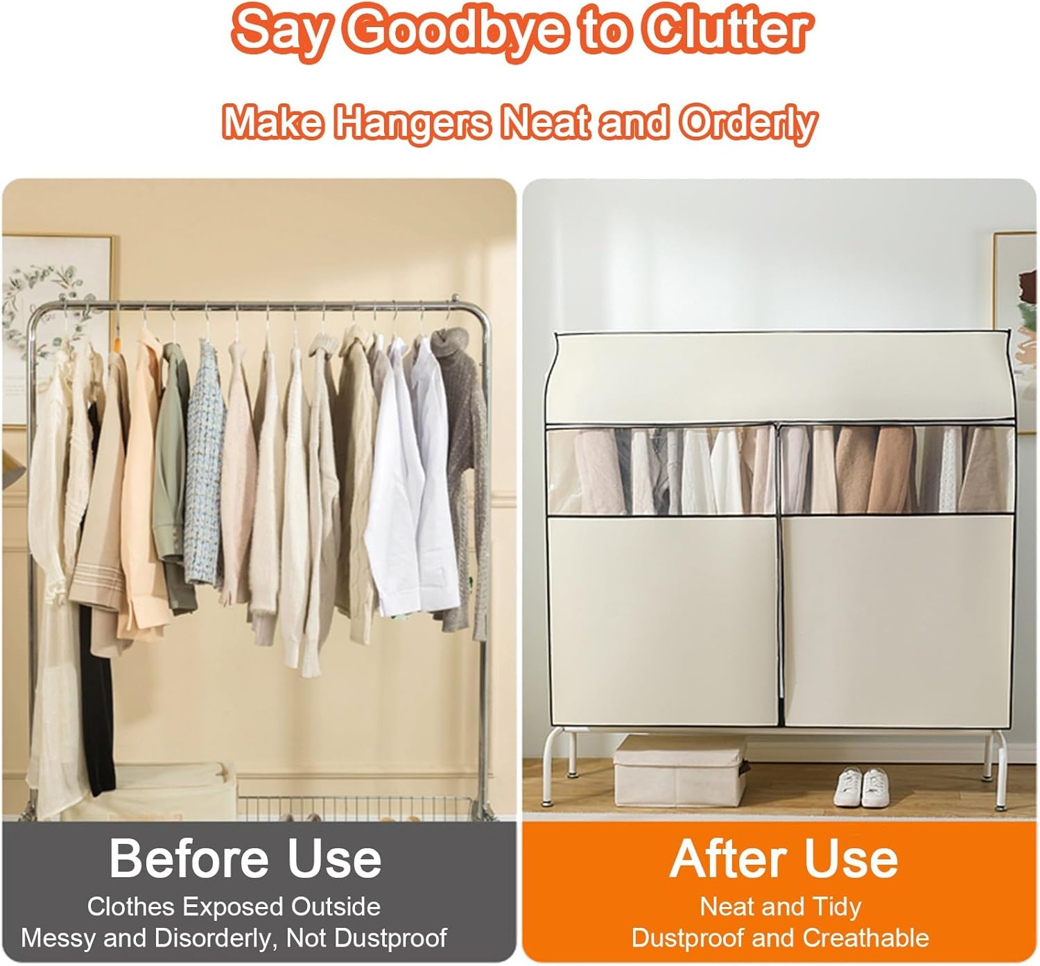 Hanging Garment Bags for Closet Storage, Clothes Rack Cover with Zipper, Clothing Storage Bags Hanging, for Shirts, Coats, Dresses(Green,120x50x120cm/47x19x47in)