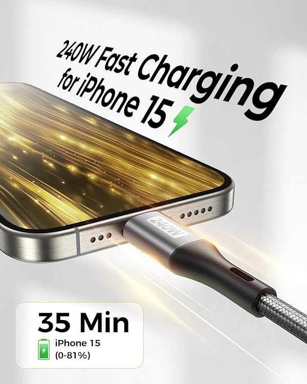 Silkland USB C to USB C Cable 240W 100W (2 Pack), 3.3FT Fast Charging Compatible for iPhone 17/16, MacBook, iPad, Samsung, Pixel, Laptop by Silkland - Image 2