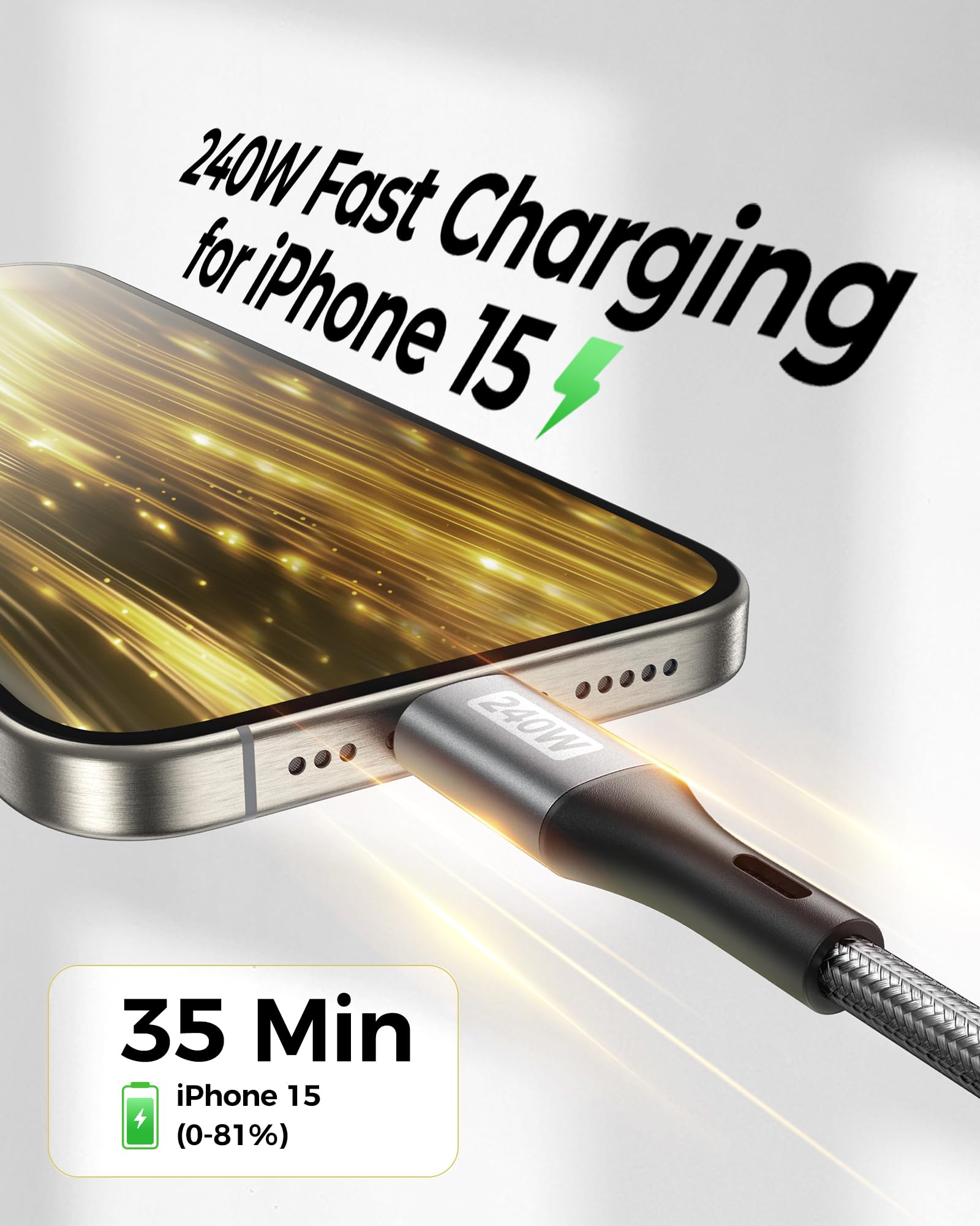 Silkland 240W Cavo USB Type-C Ricarica Rapida 50cm, 48V PD3.1 5A Cavo USB C USB C, QC4.0 Cavo USB Tipo-C 100W per MacBook Pro/Air, Laptop, iPad Pro/Air, Samsung S23 Ultra, Pixel7, Powerbank, Tablet