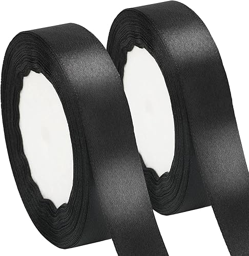joycraft Cinta de regalo negra, cinta de Navidad, cinta de envoltura de regalos, 34 pulgadas de ancho, cinta de satén de tela de 50 yardas para
