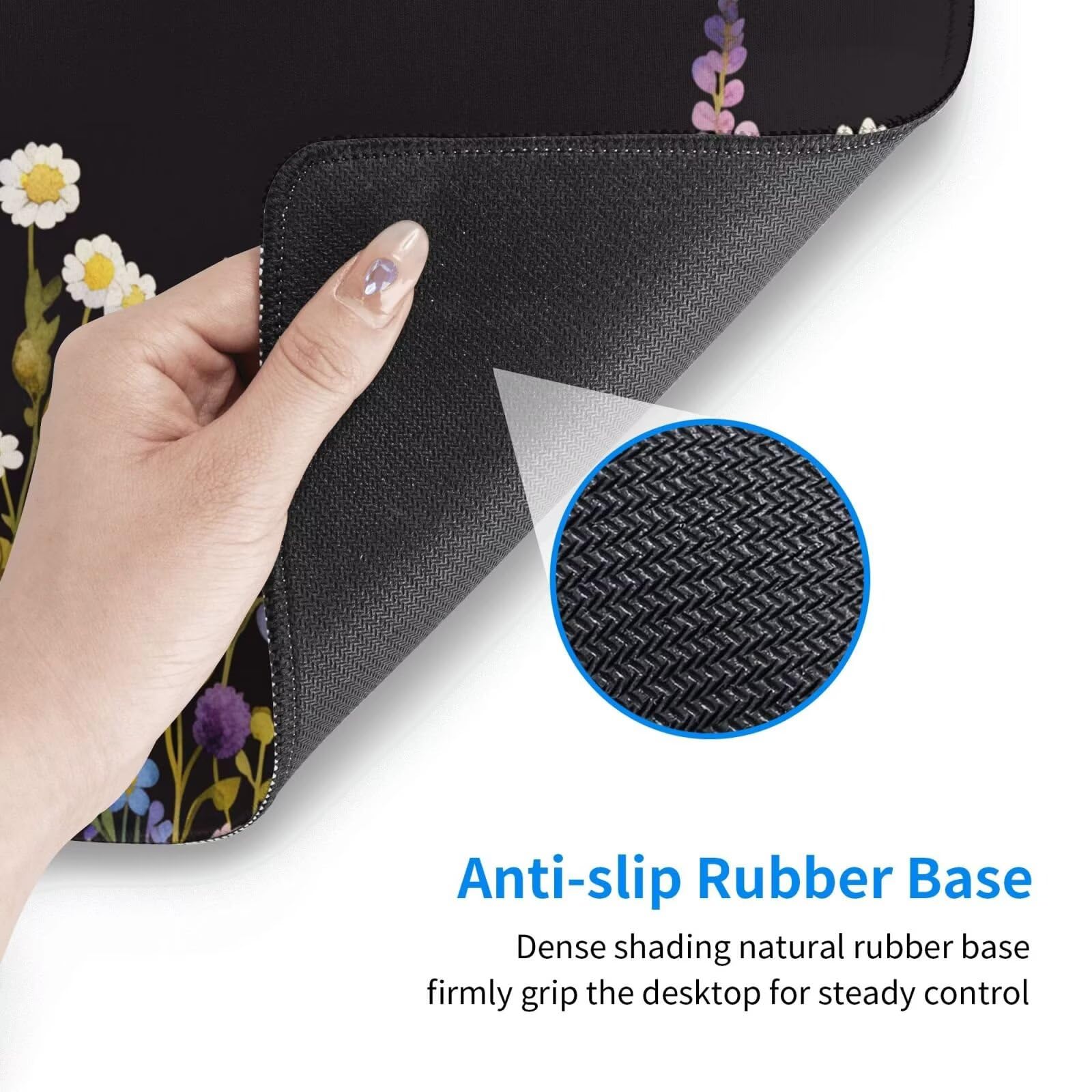 Gaming Mauspad XXL 1200x600x3mm Mousepad Verlängertes Groß Mauspad Schreibtischauflage,Genähte Kanten rutschfeste Gummibasis,Verbessert Präzision Geschwindigkeit Home Office Kleine weiße Blume L-1672