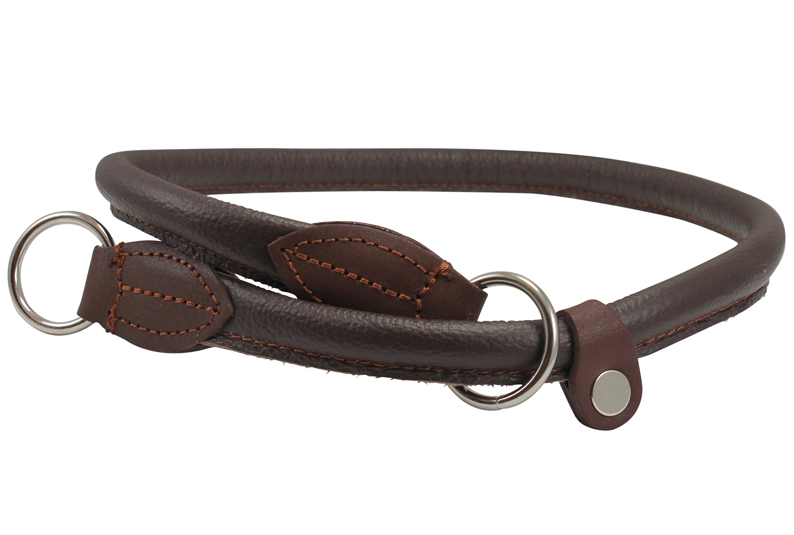 Collier étrangleur en cuir roulé marron de 76 cm pour chien élégant