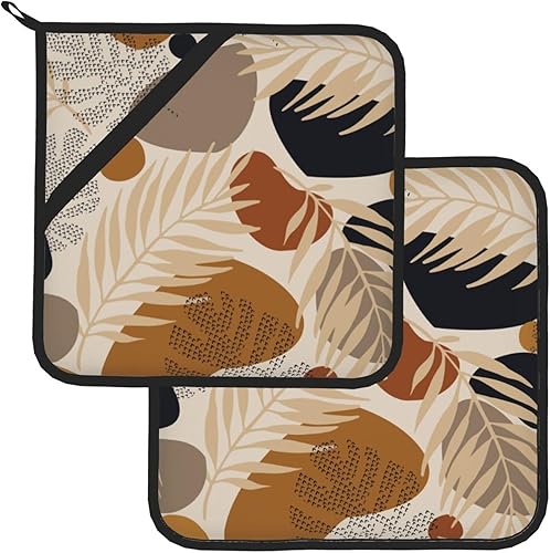 Miniatura 8 de Agarraderas bohemias para cocina, soportes retro de los años 70 con bolsillos, almohadillas calientes cuadradas para cocina, cocina, hornear, Boho