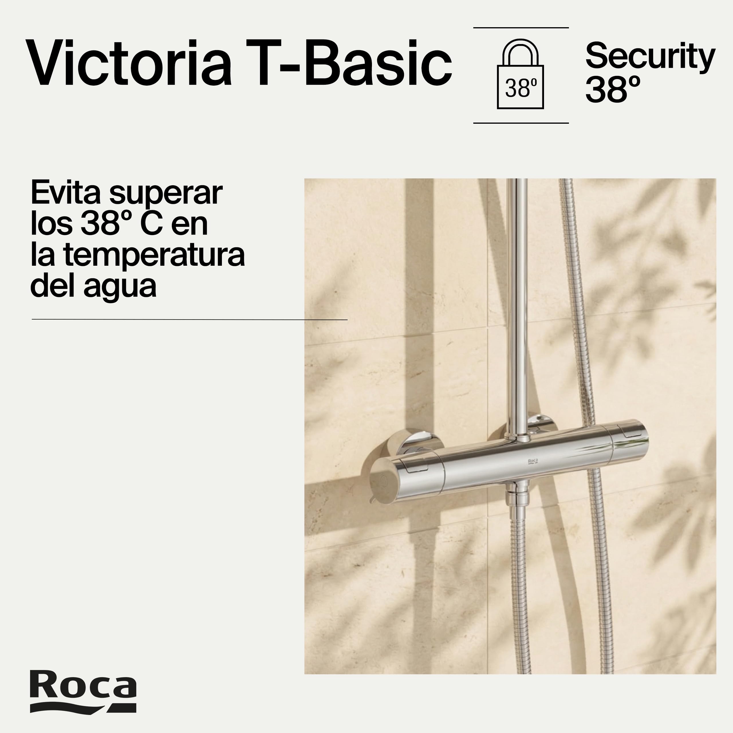 Roca A5A9F18C00 - Columna de ducha termostática Victoria BASIC, Version Nueva, Cromo