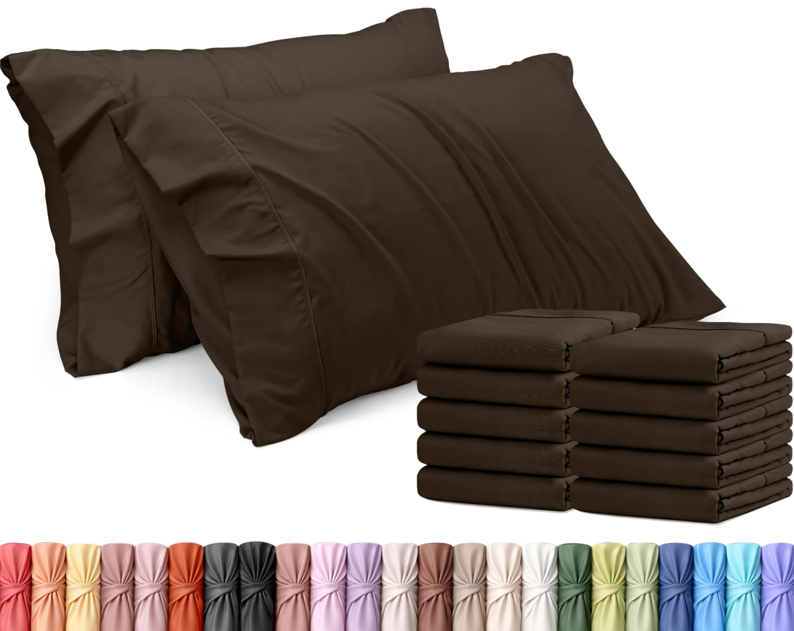 Utopia Bedding Queen Pillow Cases - Pack of 12 - Envelope Closure - Soft Brushed Microfiber Fabric - Shrinkage and Fade Resistant Pillow Covers Queen Size 20 X 30 Inches (Brown) โ image 1