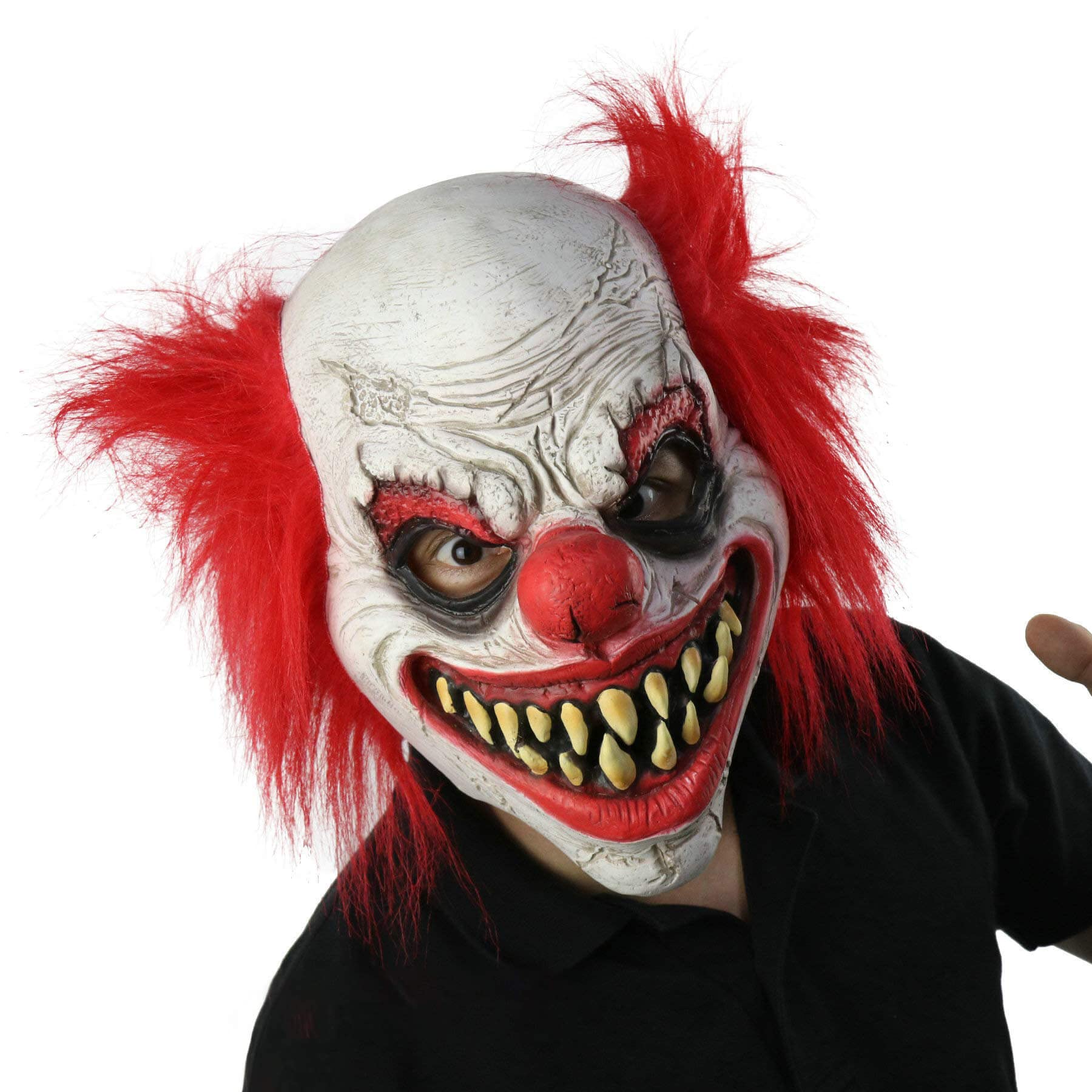 PARTYGEARS Maschera da clown realistica, in lattice, spaventosa, per bambini e adulti