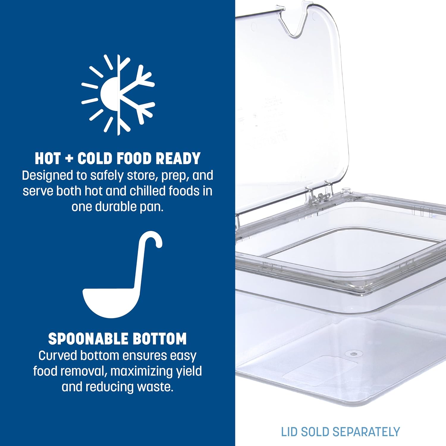 Proposed Value: Carlisle FoodService Products Storplus 1/2-Size Food Pan for Catering, Buffets, and Restaurants, Polycarbonate 6 Inches Deep, Clear, (Pack of 6)