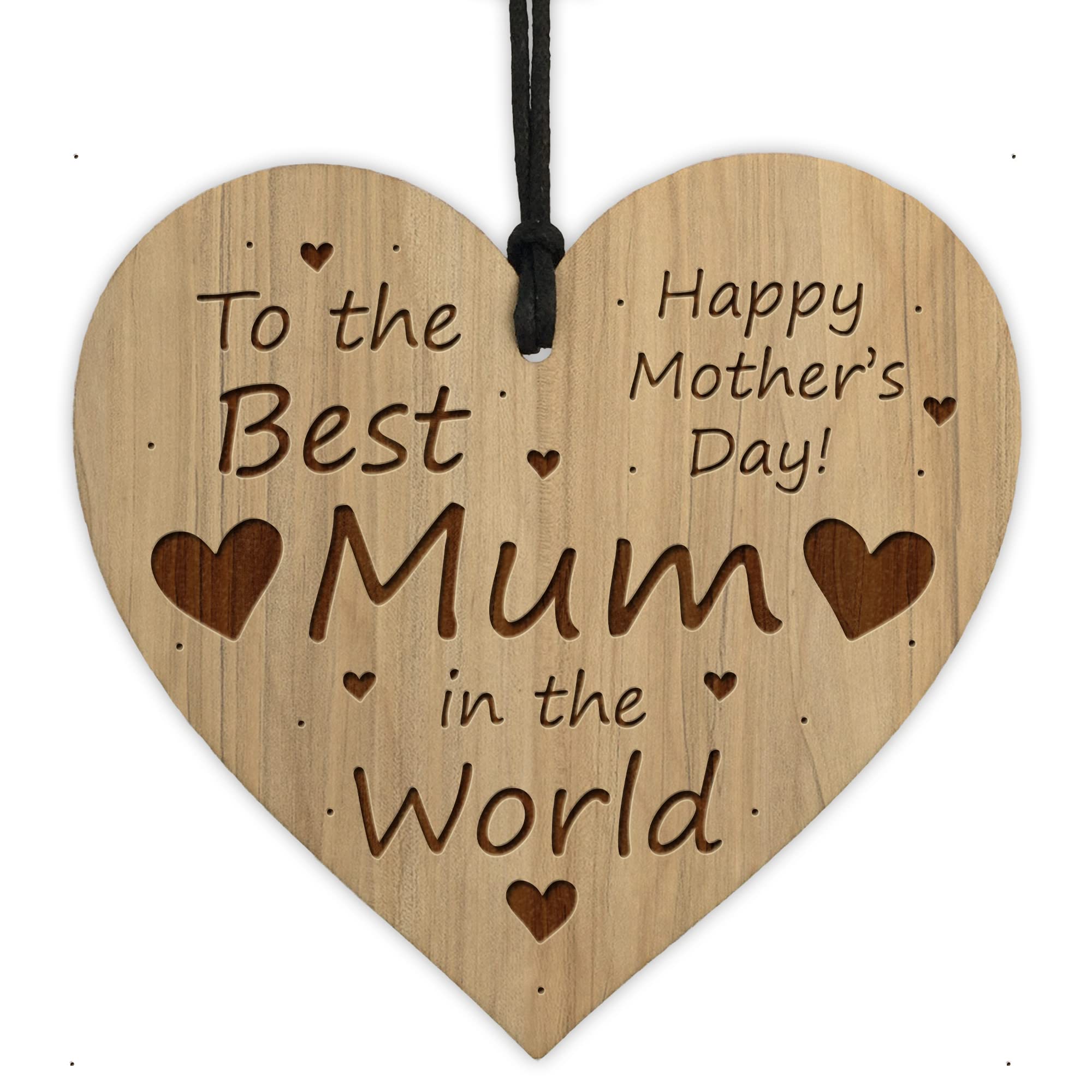 Red Ocean Mothers Day Gift For BEST MUM Engraved Heart Mum Gift From Daughter Son Keepsake