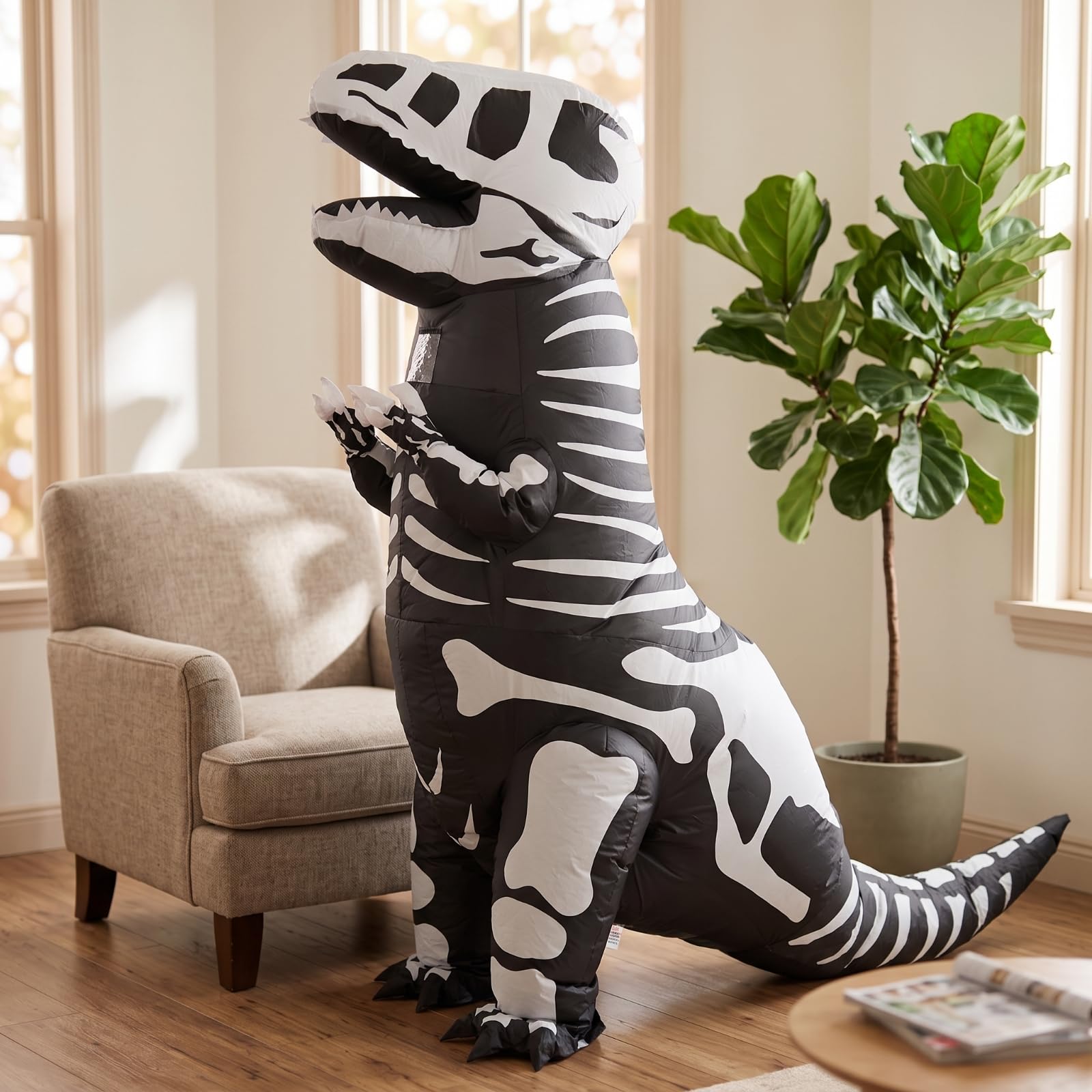 Sharplace Disfraz de Dinosaurio para Adulto Inflable Esqueleto Traje Hinchable Completo Ventilador Ligero Cómodo Visibilidad Alta Material Poliéster Plástico