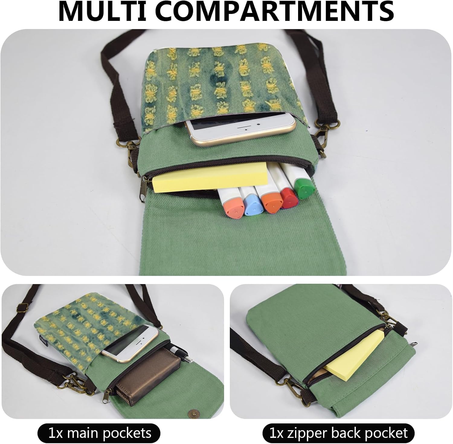 WITERY Small Canvas Crossbody Bags for Women Cute Cloth Purse Phone Pouch Shoulder Bag Purse Wristlet Wallet for Teen Girls - Image 4