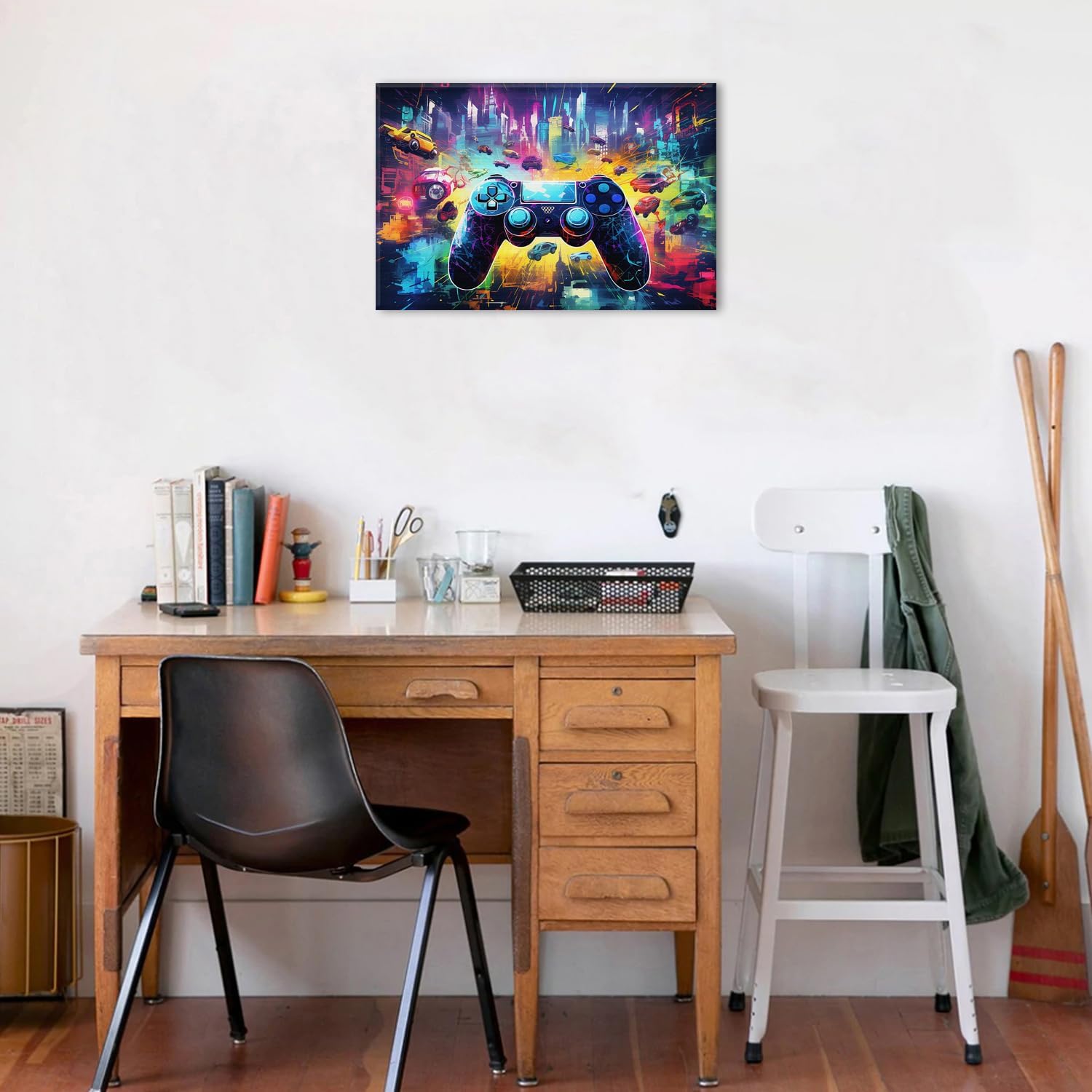 Graffiti Gaming Wall Decor for Teen Boys Room Cyberpunk Game Wall Art Colorful Gamepad Picture Gamer Bedroom Wall Decor Abstract Pop Street Canvas Poster Kids Playroom Dorm Home Decoration 16x24" image 2