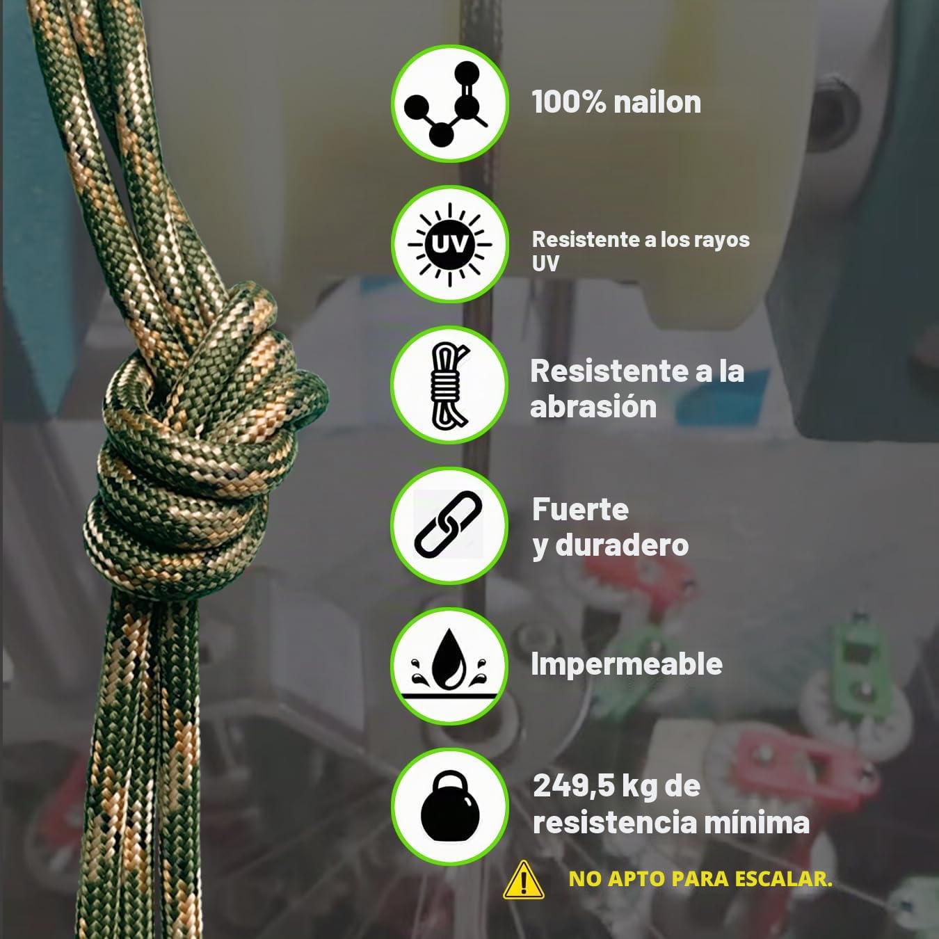 Paracord Cuerda de Nailon 4 Piezas 19ft 6 Metros 4mm 7 Hilos Total 76ft