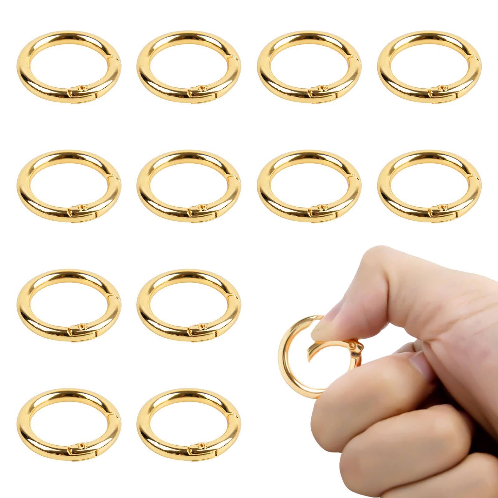 12Pezzi Scatto Molla Rotonda, Moschettoni per Manici Borse a Uncinetto, 27mm Moschettone per Borse, Adatto All'uso Come Anelli per Borse, Moschettoni per Artigianato e Accessori Borsa (oro)
