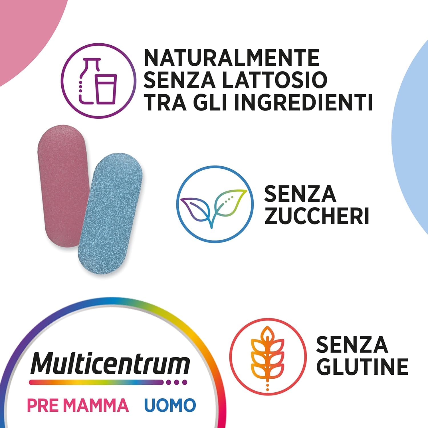 Multicentrum Pre Mamma e Uomo, Integratori Coppia, 30+60 compresse