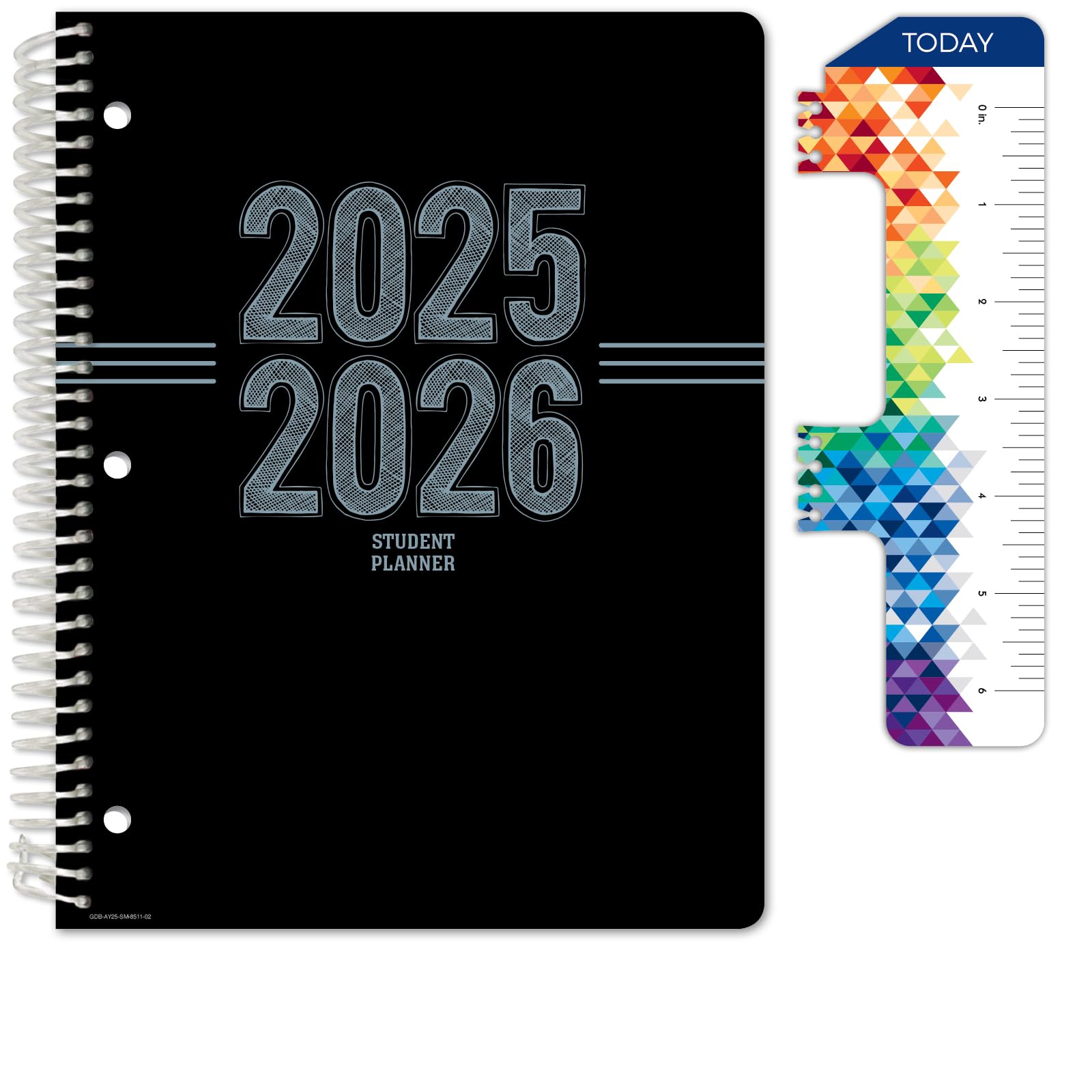 Global Datebooks Datierter Schülerplaner für Mittelschule oder Oberstufe für das akademische Jahr 2025–2026, inklusive Lineal/Lesezeichen und Planungsaufklebern (Matrix-Stil, 21,6 x 27,9 cm