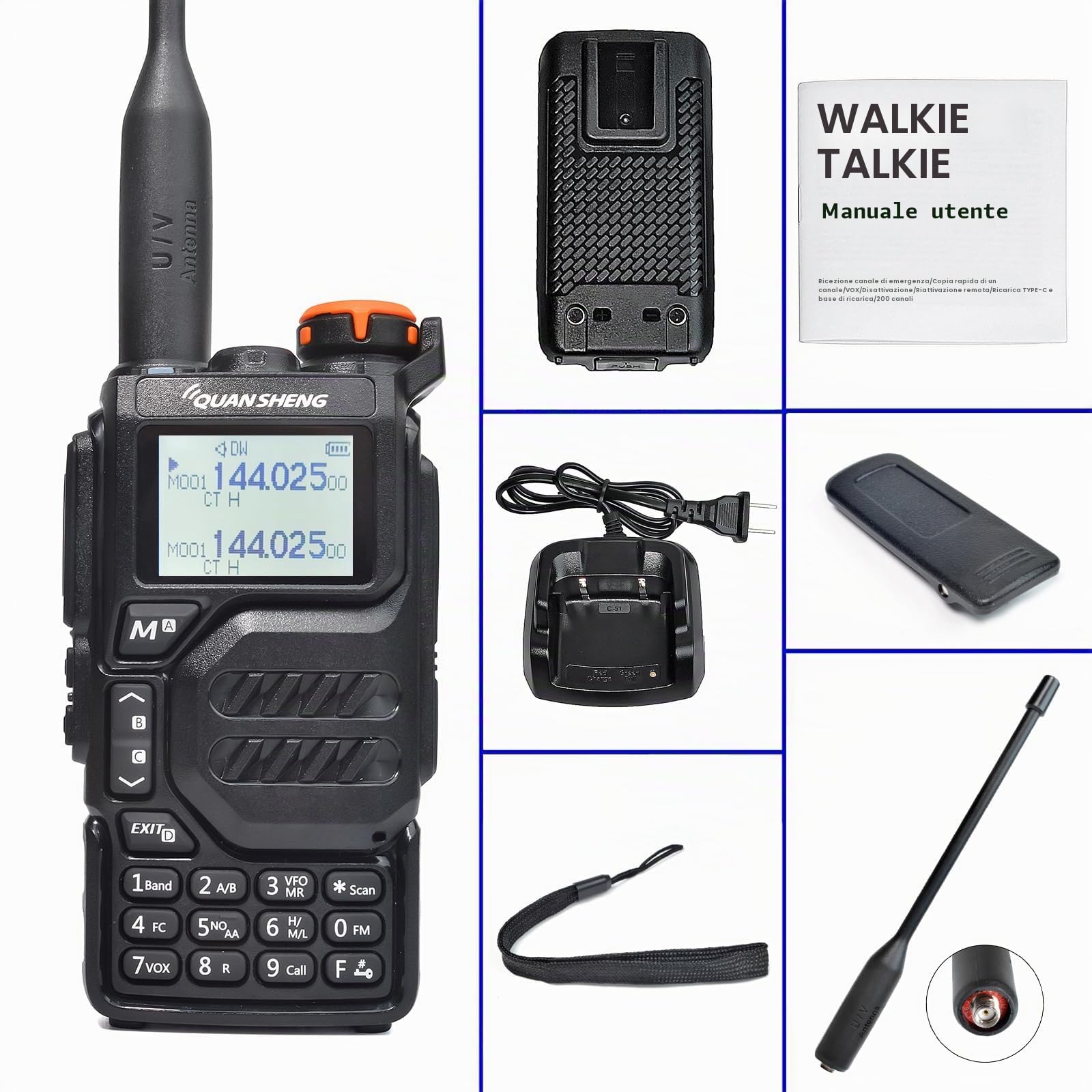 Quansheng UV-K5 VHF UHF portatile Walkie Talkie | Radio ricaricabile a due vie per studio/esterno/auto