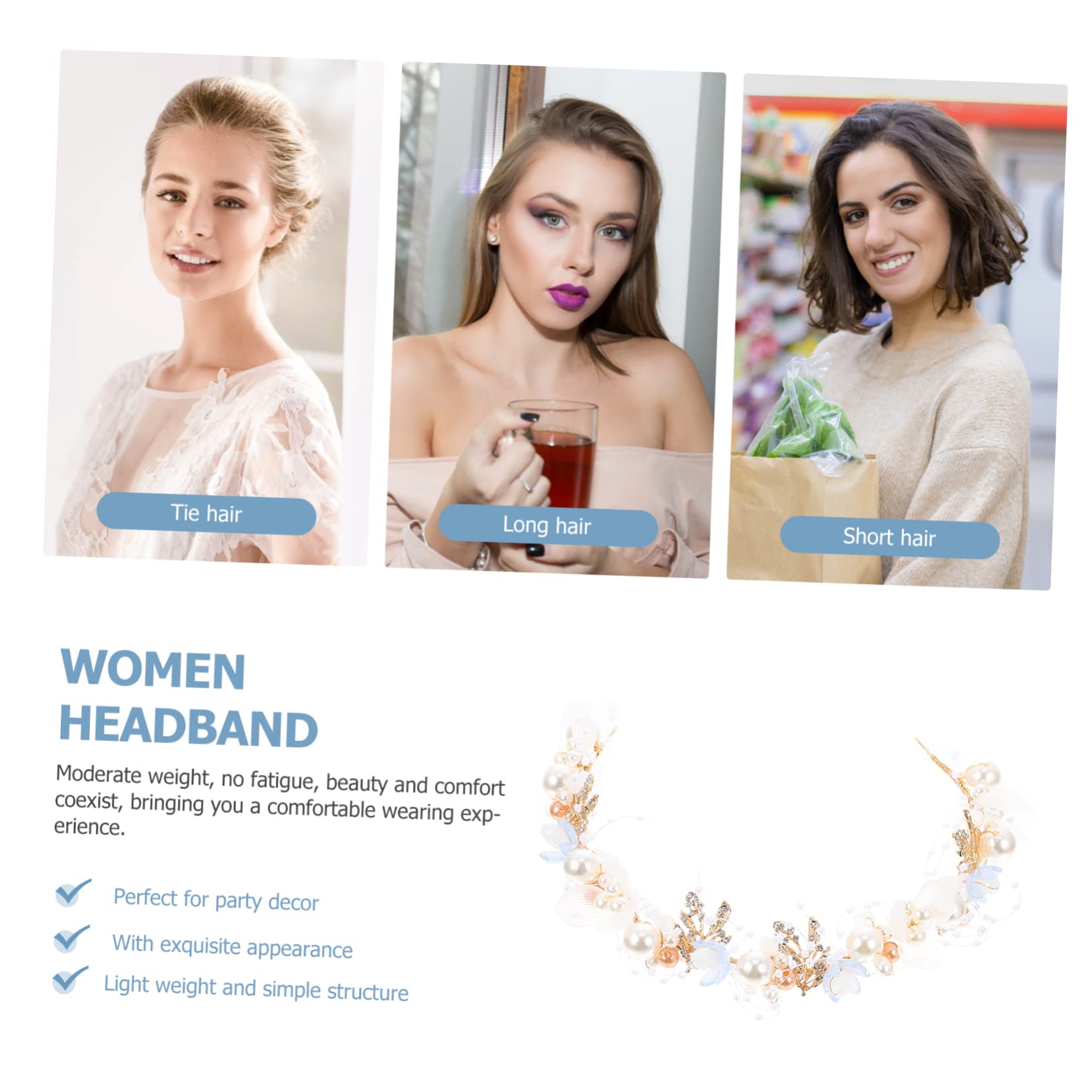 FRCOLOR 3 Pezzi Di Cerchietto Floreale Fatto A Mano Per Accessori Per Da Sposa Per Donne E Ragazze