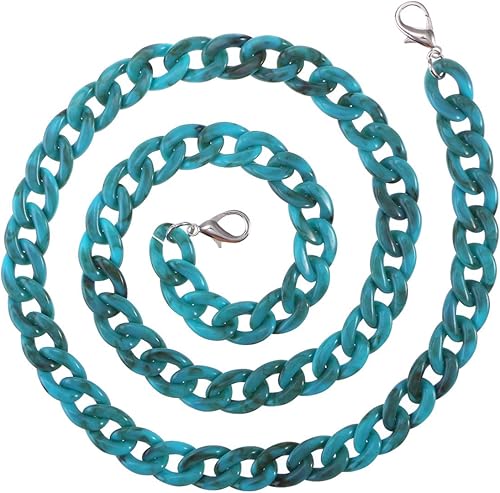 Correa de resina turquesa de 23.62 pulgadas, cadena acrílica que nunca se decolora para bolsos, bolsos y bolsas