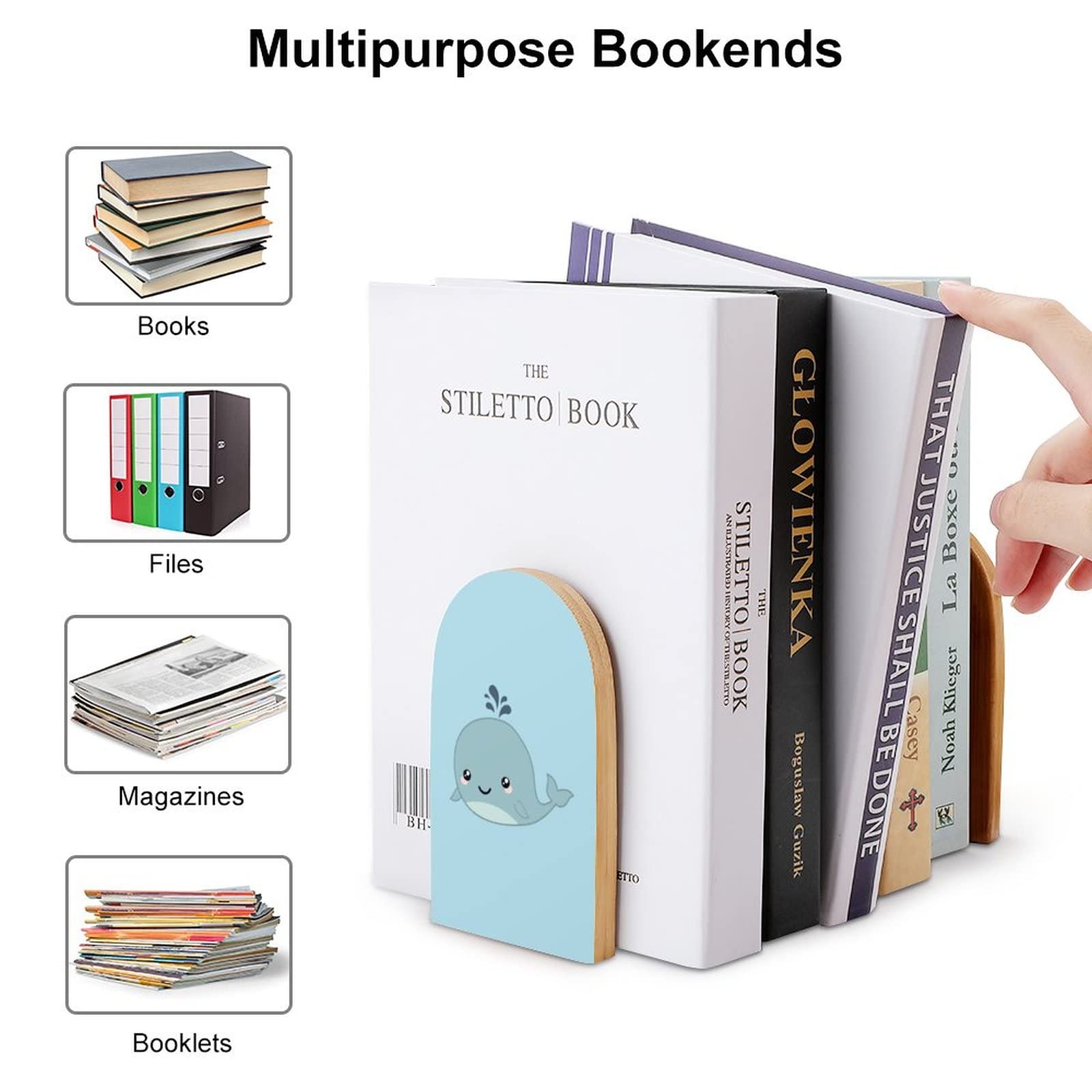 Amazon.co.jp: かわいいクジラ ブックエンド 棚用 木製ブックスタンド