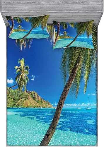 Miniatura 44 de Ambesonne Juego de sábanas bajeras y fundas de almohada, deliciosos tacos con verduras, cocina folclórica, ingredientes de recetas de comida Beige