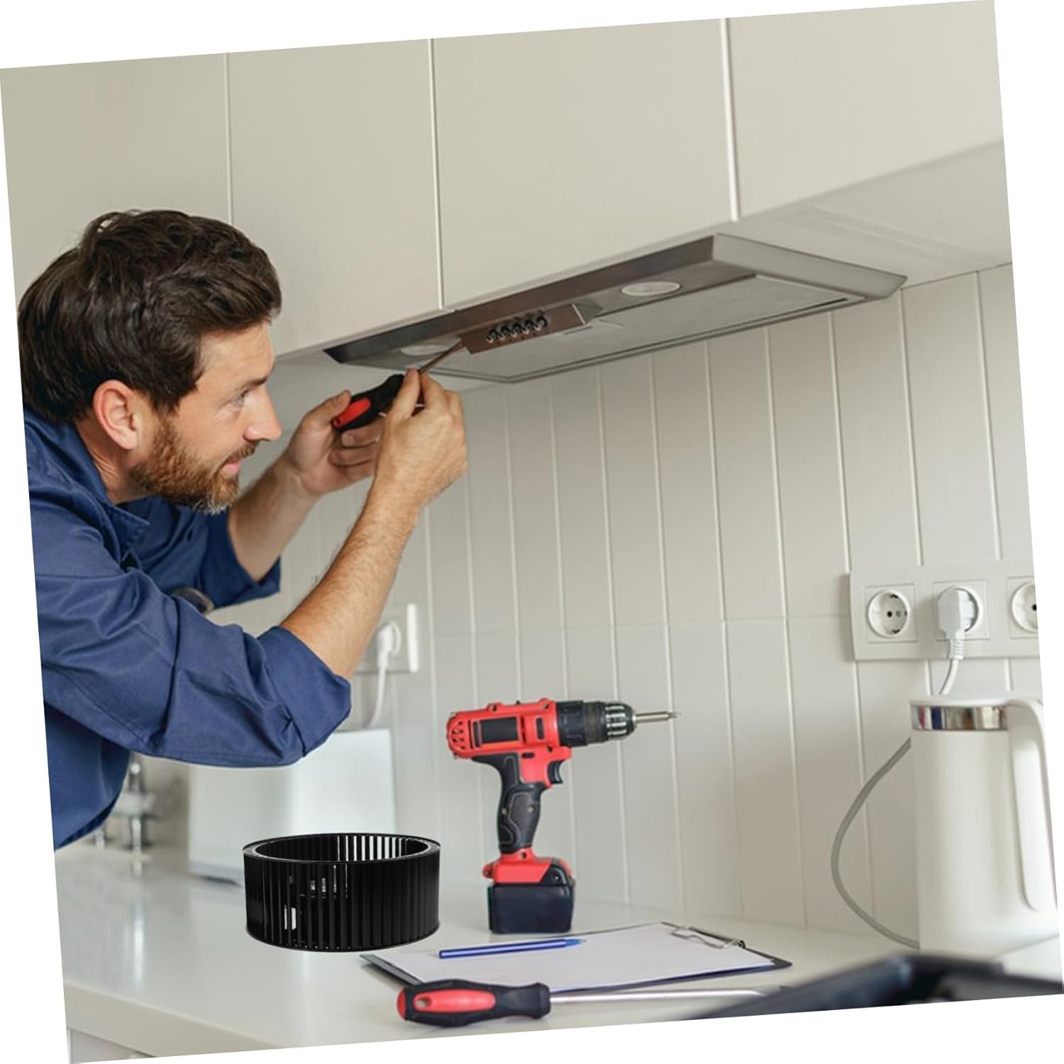 2pcs Replacement Range Hood Fan Wheel for Vent Hood Exhaust Fan Kitchen Supply Quiet Motor Fit