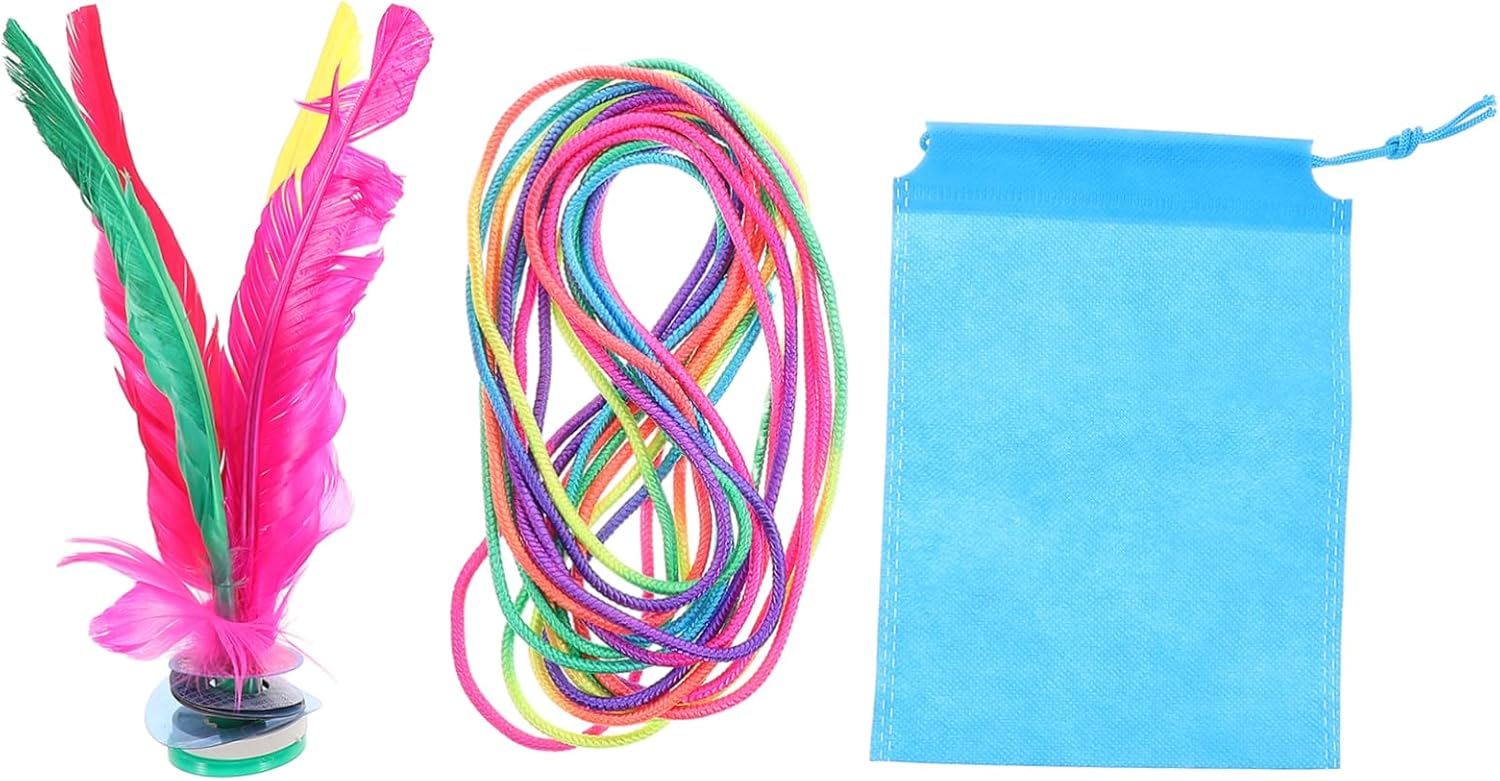 YARNOW 1Set Colorful Jump Rope with Shuttlecock Elastic Skipping Rope for Outdoor Games Coordination and Agility Durable Design for Play