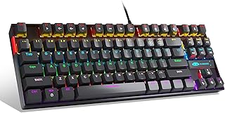 Black Mechanical Gaming Keyboard, MageGee MK-Star Rainbow LED Backlit Keyboard Compact 87 Keys TKL Wired Computer Keyboard with Blue Switches for Windows Laptop Gaming PC