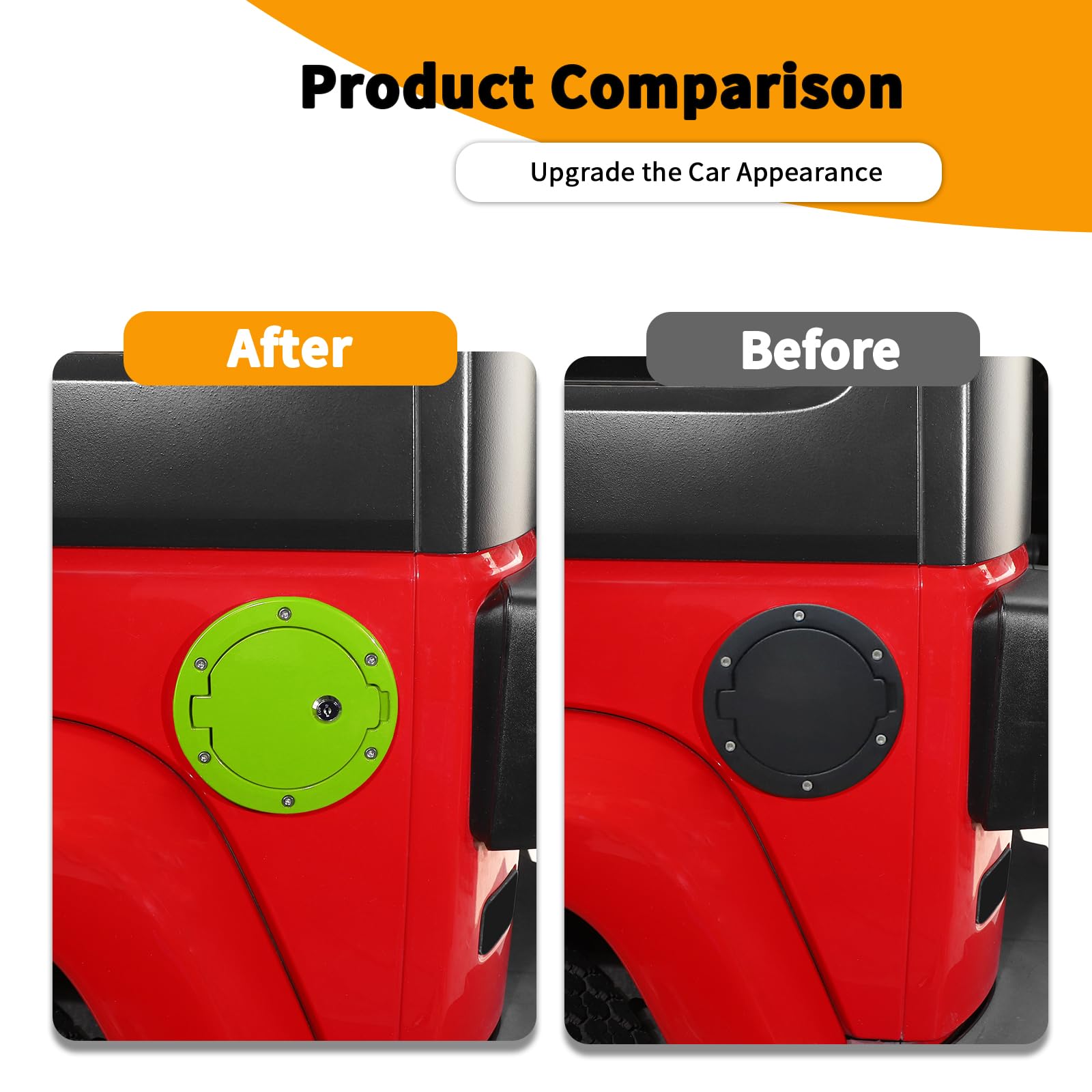 Hoolcar Gas Cap Cover Fuel Filler Door Cover Gas Tank Cap Locking Cover Compatible with Jeep Wrangler JK JKU 2007-2017, Exterior Accessories, Light Green